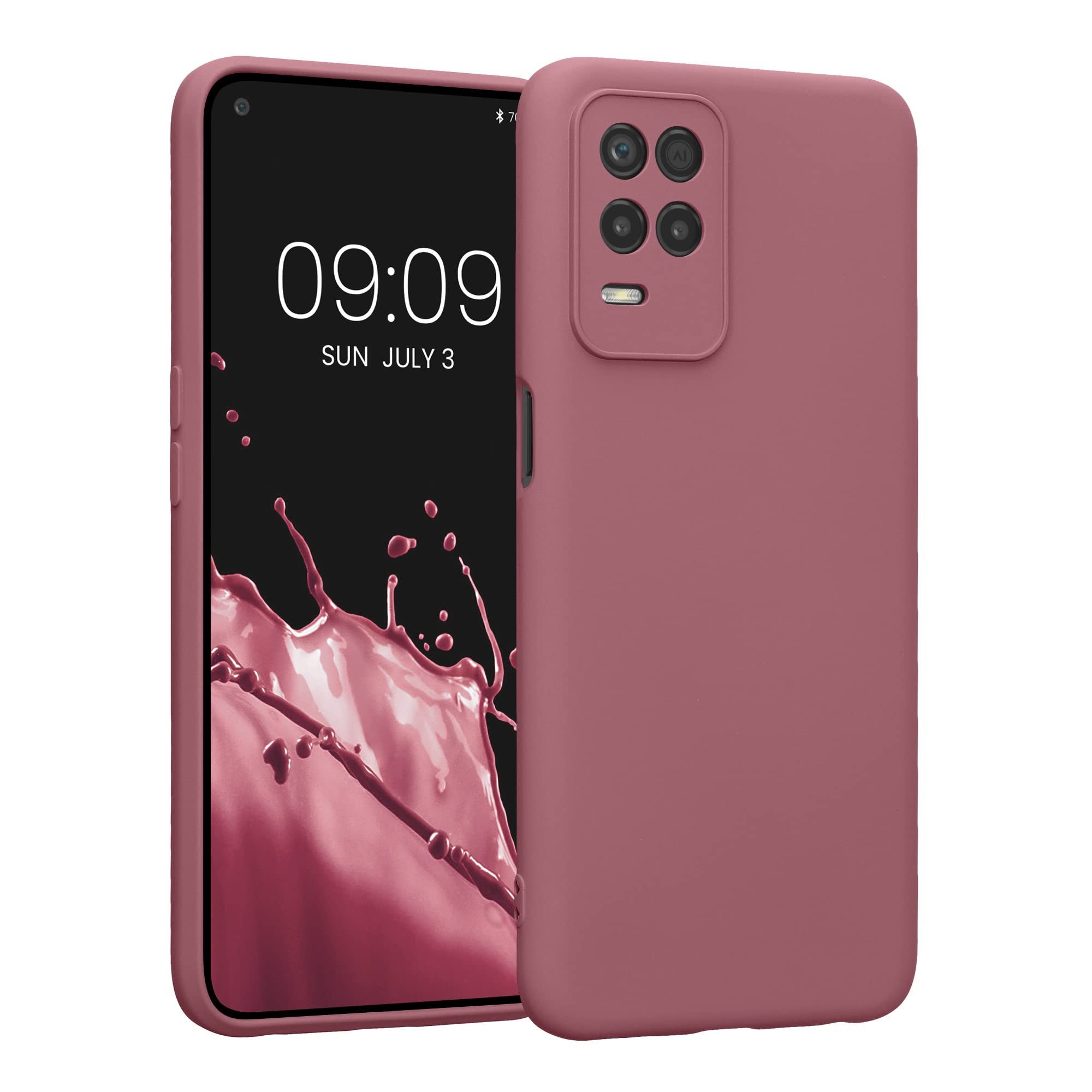 kwmobile Case Compatible with Realme 8 (5G) / Narzo 30 (5G) Case - Protective Slim TPU Cover with Soft Matte Finish - Dark Rose