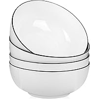 AnBnCn 35 Ounce Large Pho Bowls,Salad Bowls, Cereal Bowls, Soup Bowls, Durable Porcelain White Fine Bowls Set of 4, 7 Inch