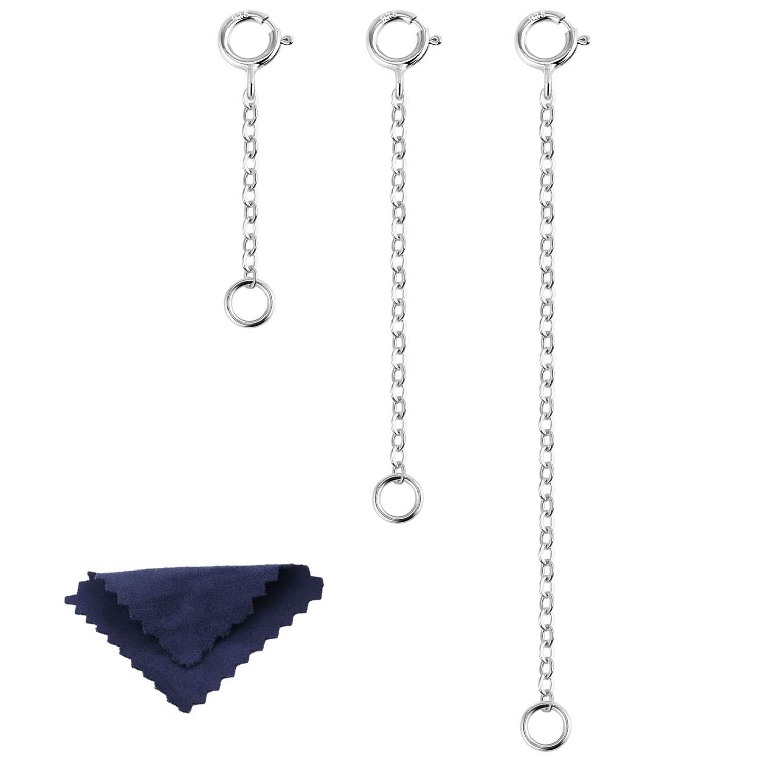 Neckalce Extenders White Gold Plated 925 Sterling Silver Chian Extension Necklace Bracelet Anklet Extenders Jewelry for Crfat（1 2 3 inch）