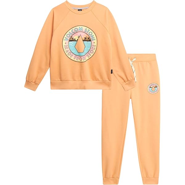 Amazon.com: Volcom Girl's Sweatsuit Set - Long Sleeve Full Zip Up