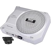Pyle 10-Inch Low-Profile Amplified Subwoofer System - 900 Watt Compact Enclosed Active Marine Underseat Car Subwoofer with Built In Amp, Powered Car Subwoofer w/ Low &amp; High Level Inputs