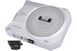 Pyle 10-Inch Low-Profile Amplified Subwoofer System - 900 Watt Compact Enclosed Active Marine Underseat Car Subwoofer with Built In Amp, Powered Car Subwoofer w/ Low & High Level Inputs