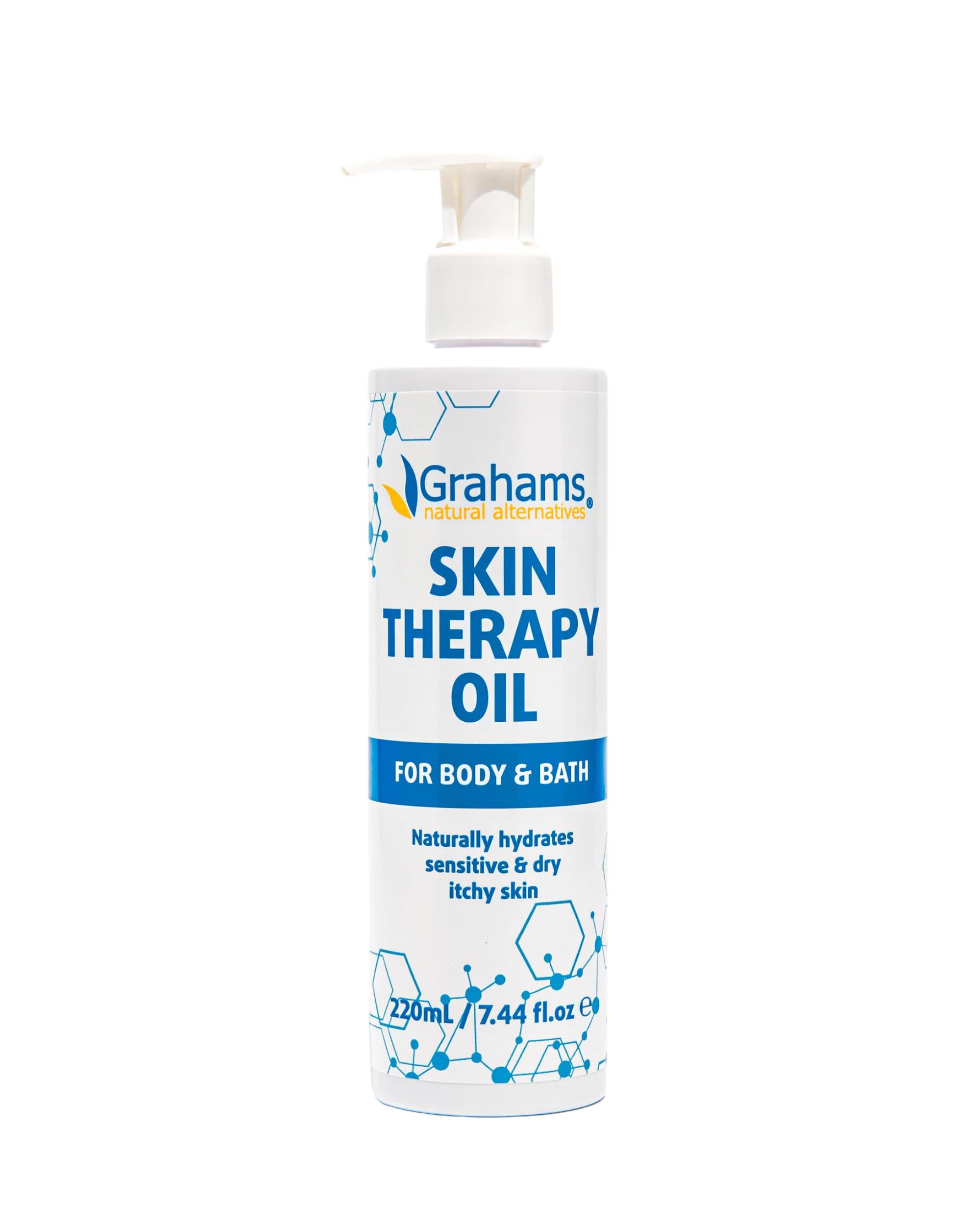 Grahams Natural Skin Therapy Body Oil for Very Dry Skin & Itch Relief, Moisturiser for Eczema-Prone Skin & Dermatitis, Natural 100% Oil Blend, Hypoallergenic, Steroid-Free (1 x 220 ml)