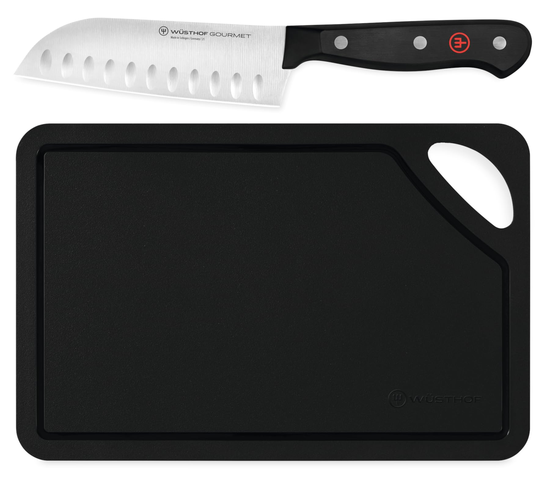 WÜSTHOF Gourmet 5" Santoku & 10" Black Cutting Mat Set Image