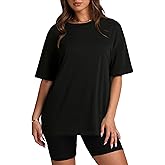 Oversized T Shirts for Women Summer Crewneck Short Sleeve Basic Tops Loose Fit