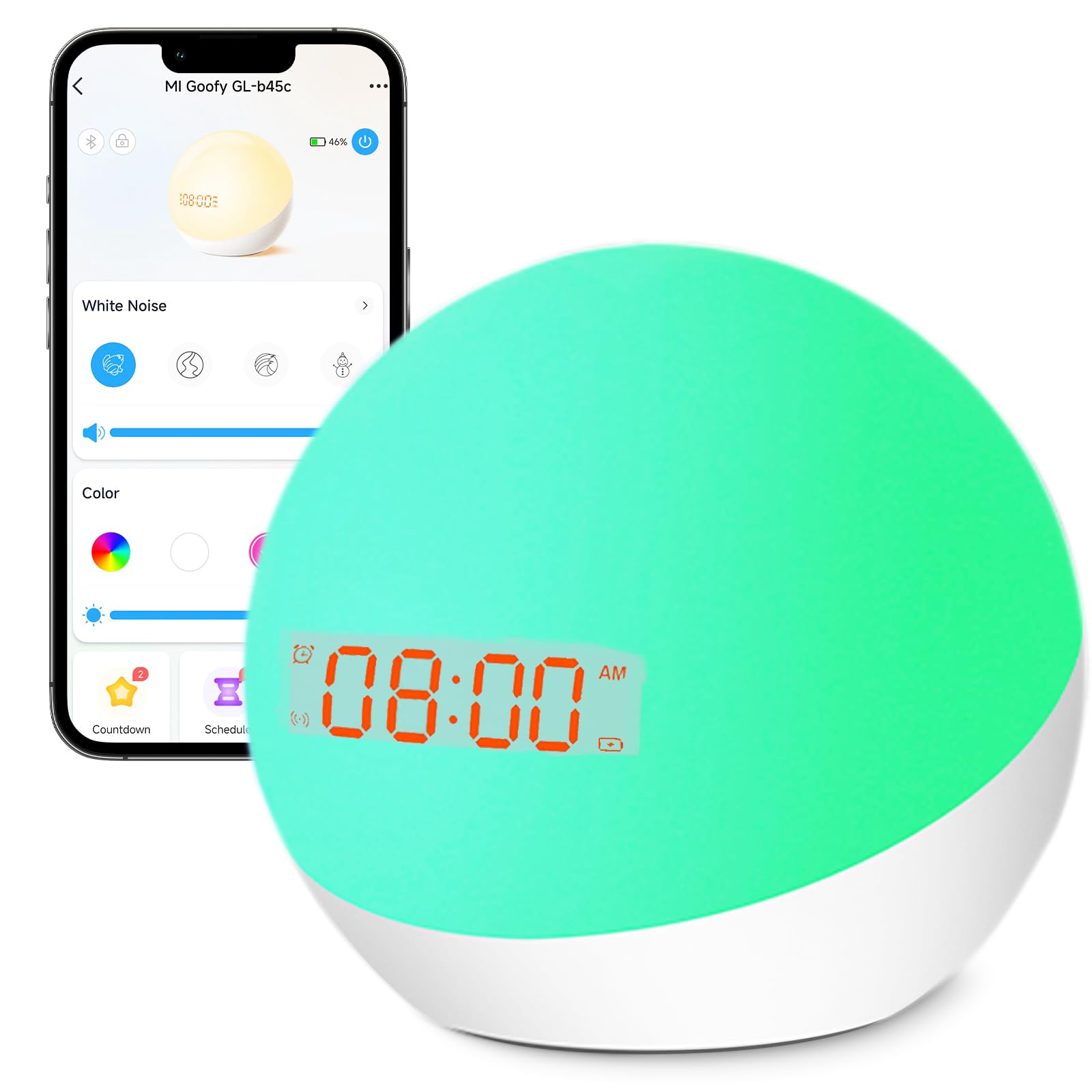 Homidy Alarm Clock for Kids, All-in-one Sleep Trainer, Toddler Alarm Clock, Portable Baby Sound Machine, Rechargeable Children’s Night Light Clock, for Bedroom (4th Gen,2024 Release)