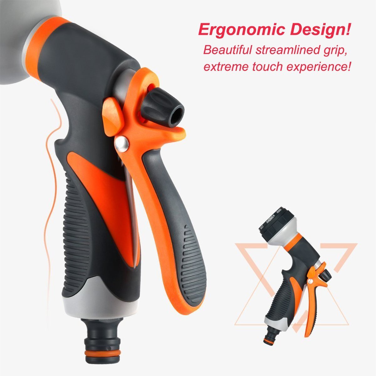 Garden Hose Nozzle Water Nozzle,VIEE Sprayer with Heavy Duty 8 Adjustable Watering Patterns, Slip and Shock Resistant for Ideal Watering Plants, Cleaning, Car Wash and Pets Shower