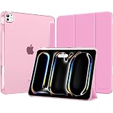 MoKo for iPad Pro 13 Inch Case (M5/M4) 2025/2024 with Pencil Holder, Pink | Slim Light Smart Trifold Protective Cover for iPad 13 Pro with Hard PC Translucent Back, [Support Apple Pencil Pro &amp; USB-C]
