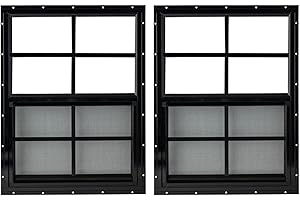 OUTDOOR HARDWARE SUPPLY Shed Window 24x27 Flush - Vertical Slider with Bug Screen (Black (2 Pack))