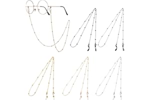 Mabor 5Pcs Eyeglass Holders Around Neck Eyeglass Chain for Women Stylish Beaded Glasses Lanyard for Girls Kids Men Glasses Neck Strap Vintage Reading Glasses Chain with Eyeglass Loop
