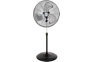 Hurricane Pro High-Velocity Oscillating Metal Stand Fan w/ 3-Speed Setting, 20" - Heavy-Duty Cooling Pedestal Unit w/ 4500 CFM, Adjustable Tilt & Height for Home, Garage, Gym & Workshop