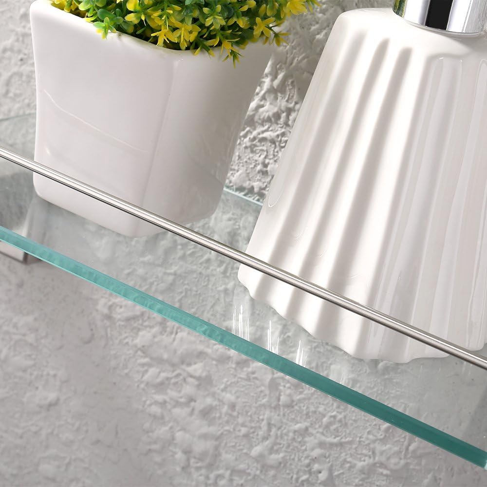 KES Bathroom Glass Shelf 2 Tier 16-Inch Tempered Glass Shower Caddy Bath Basket Stainless Steel RUSTPROOF Wall Mount Brushed Finish, A2420B-2: Home & Kitchen