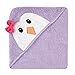Luvable Friends Unisex Baby Cotton Animal Face Hooded Towel, Purple Penguin, One Size