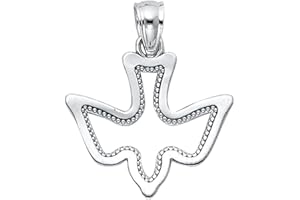 TOP GOLD & DIAMOND JEWELRY TGDJ 14k Yellow/White Gold Religious Holy Spirit Dove Pendant - More