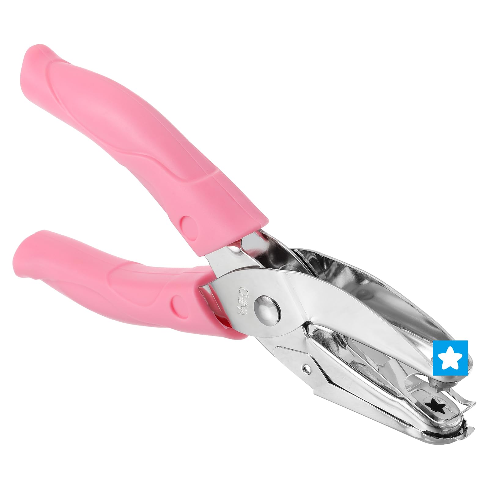 PATIKIL 0.2" Single Hole Punch, Handheld Hole Puncher with Soft Grip Star Hole Metal Paper Puncher for Tag DIY Craft Scrapbook Ticket, Pink
