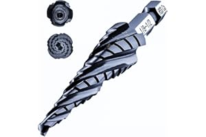 AUGTOUF toolant Four Spiral Flute Cobalt Step Drill Bit(Pro), 1/8"-1/2" Impact Ready Unibit Step Drill Bit, 1/4" Hex Shank Unibit for Metal, Stainless Steel, Aluminum, Plastic