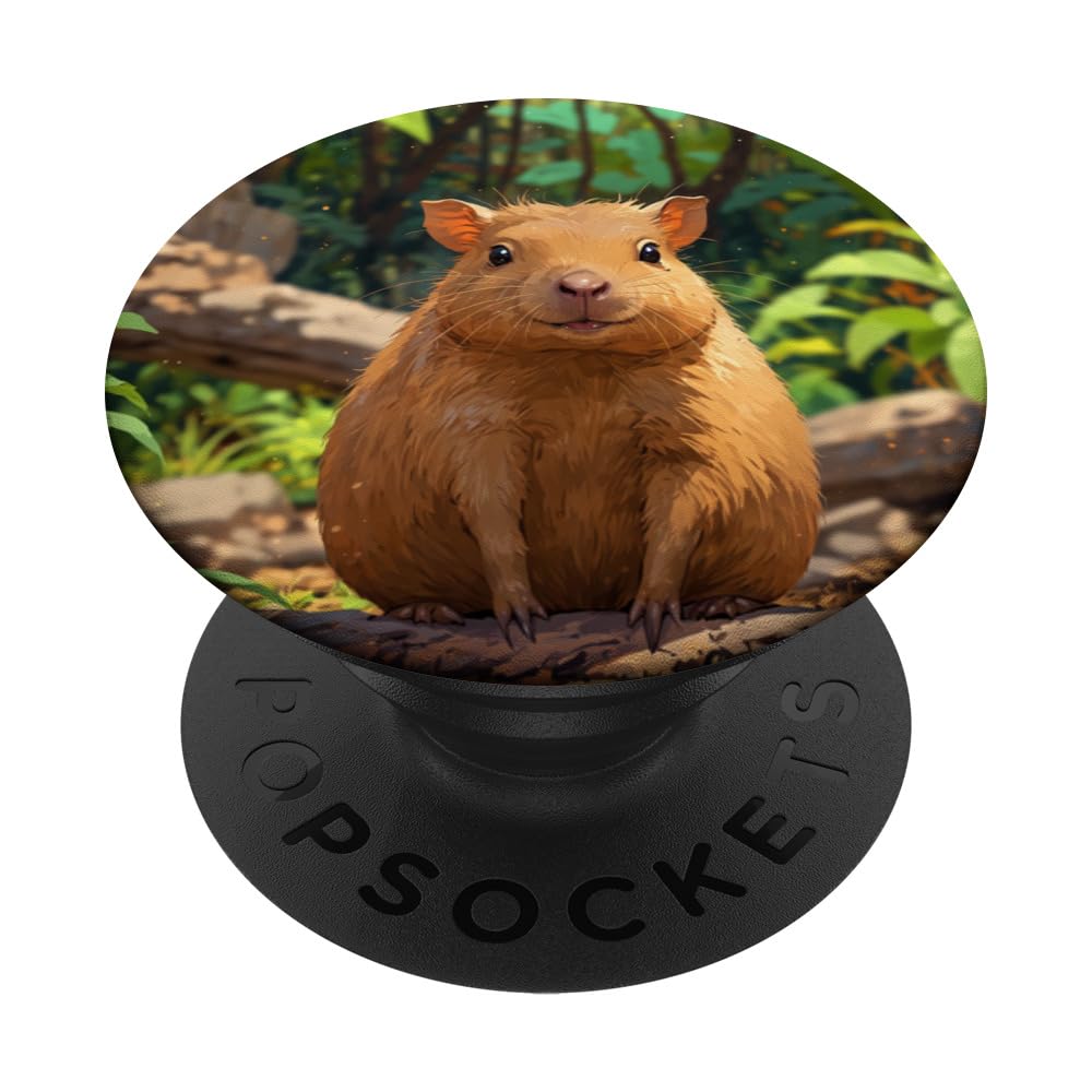 Funny capybara playing with water Illustration PopSockets Swappable PopGrip