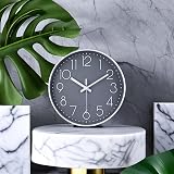 jomparis Silent Quartz Sweep Round Wall Clock 12 in Grey Modern Decor view 7