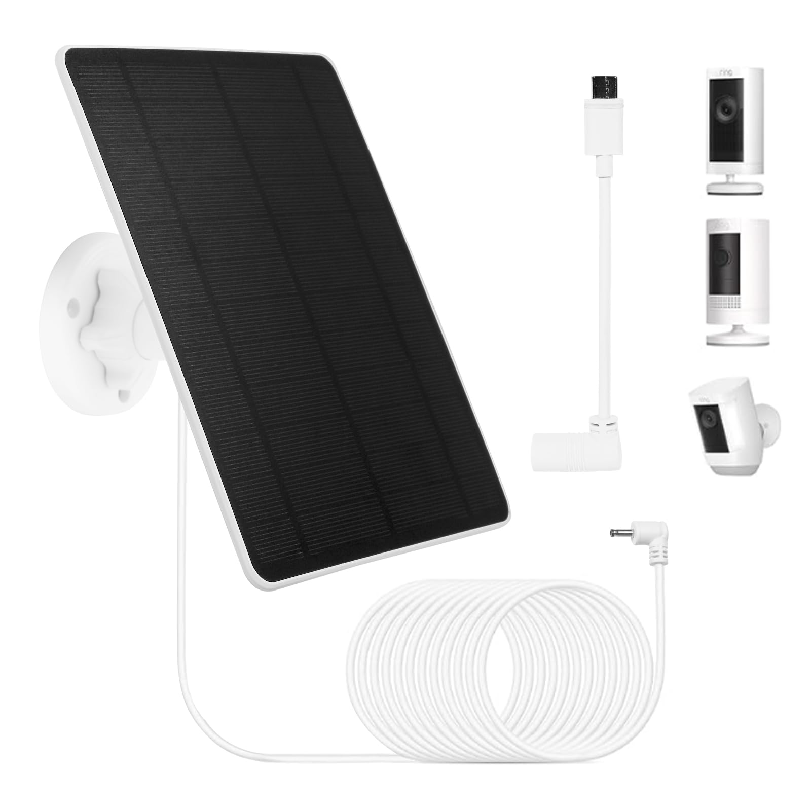 Photo 1 of 1 Pack 6W Solar Panel for Ring & Other Security Cameras, Compatible with Ring Spotlight Cam Battery/Plus/Pro & Stick Up Cam Battery/Pro, Universal DC/USB-C Solar Charger, Weatherproof