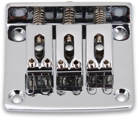 Fixed Guitar Bridge, Durable Replacement Parts for 3-string Electric Guitars (Silver), One size fits all - Image 3