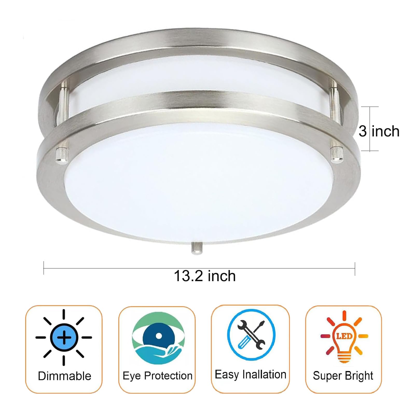 42W Dimmable LED Ceiling Light Fixture, Flush Mount