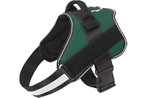 Bolux Dog Harness, No-Pull Reflective Dog Vest, Breathable Adjustable Pet Harness with Handle for Outdoor Walking - No More Pulling, Tugging or Choking (Dark Green, L)