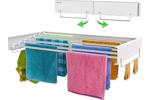 MaiHongda Invisible Wall Mounted Laundry Clothes Drying Rack Clothing Retractable Wall Hanger Collapsible Hanging Towel Holde