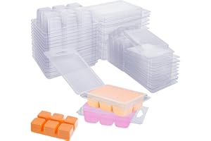 EATHEATY 150 Pack Wax Melt Clamshells Molds, 6-Cavity Clear Empty Plastic Cubes Wax Melt Container for DIY Wax Melt Candles Wickless Tarts Candles (Square)