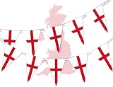 SHATCHI 10m St George Cross Bunting 25 Flags Outdoor UK Banner 32.8ft view 3