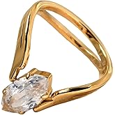 BlingNook Chunky Gold Rings For Women, Trendy Stainless Steel Non Tarnish Rhinestones Ring Stackable Bling Stackable Crystal Stone Engagement Wedding Promise Couple Jewelry Gift
