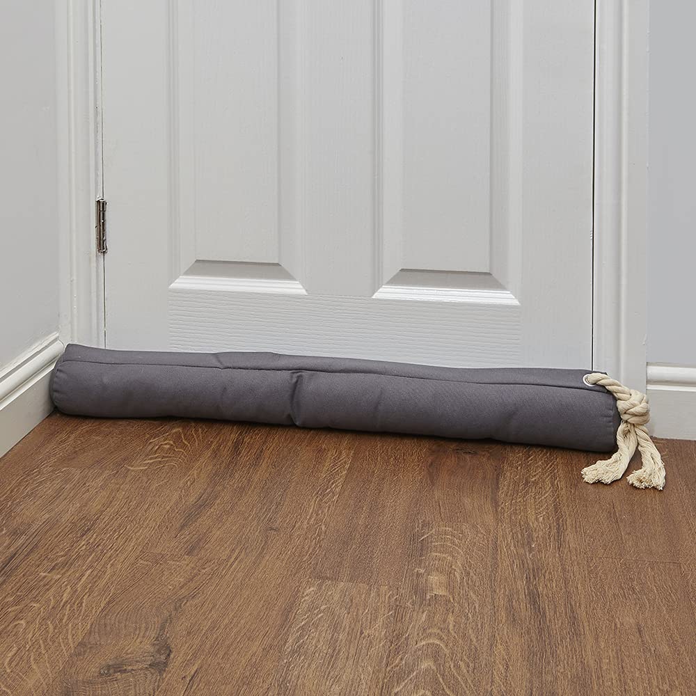 Door Draught Stopper, Fabric Draught Excluder for Doors, Weatherproof and Soundproof Under Door Seal Strip, Energy Efficient Insulation Door Accessory (Grey)