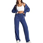 Herseas Womens 2 Piece Casual Outfit Workout Hoodie Sweatsuits with Sweatpant Travel Airport Track Suits Lounge Sets