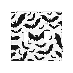 Pznen Black Bats Double Toggle Light Switch Cover