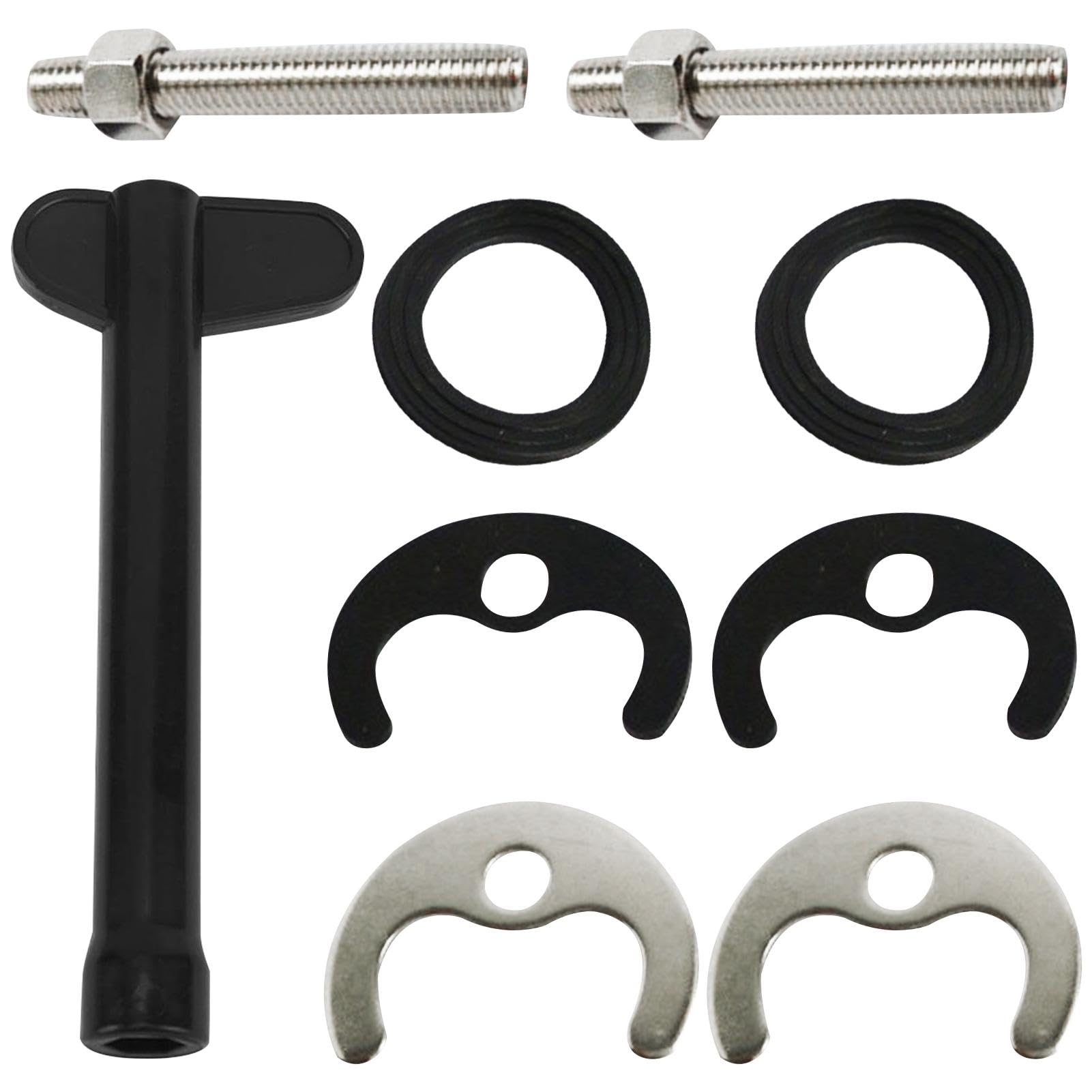 FDKJOK 2 Sets Basin Washer Sink Monobloc Mixer Tap Fixing Fitting Kit Bolt Kitchen Bracket, Mounting Basin Washer Sink Monobloc Mixer Tap Fixing Fitting Tool Kit, Single Hole(Black, Silver)