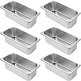 LANIAKEA 6PCS Hotel Pans Stainless Steel Steam Table Pan Restaurant Supplies 1/3 Size x 4 inch Deep Stainless Steam Table Pans, Hotel Pan Trays for Food, Party Catering Supplies