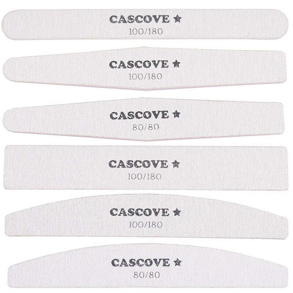 6pc Mixed Shape and Grit Nail Files Double Side Half Moon Square Diamond 80/100/180 Grits Gel Acrylic Grit Double Sided Emery Board Pro File 80/80, 100/180