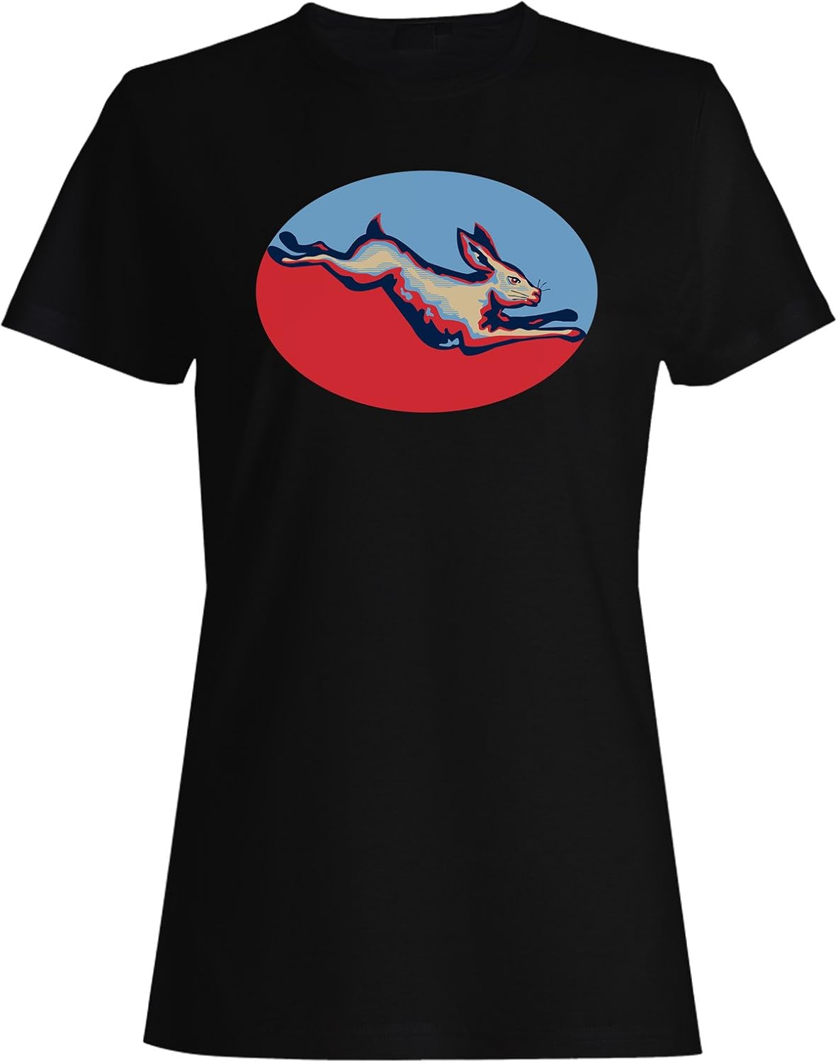 Retro Running Rabbit Jumping gift Ladies Tshirt f744f Amazon.co.uk