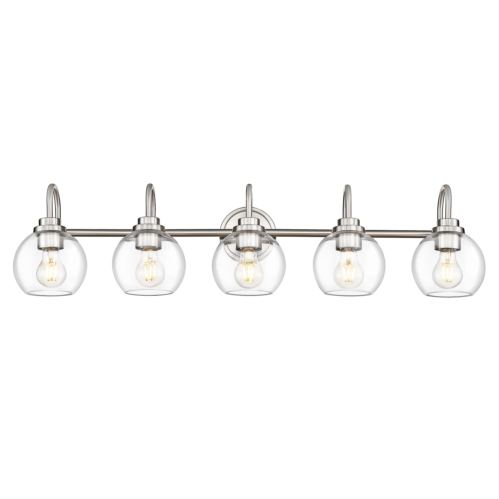 Photo 1 of Audickic Bathroom Light Fixtures, 5-Light Brushed Nickel Vanity Lights Over Mirror with Globe Clear Glass, 35 Inch Modern Vanity Lighting Fixtures, AD-22280-5W-SN