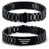Masculine Watch Band Stainless Steel Bracelet Gift for Dad Grandpa Husband | VNOX Elgant Link Bracelets Father Day Christmas Birthday Valentines Personalized Gift for Dad Husband Grandpa Boyfriend