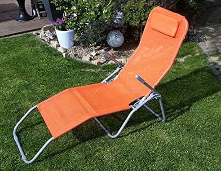 Gesundheitsliege in ORANGE - bequeme Relaxliege mit klappbarem Fußteil
