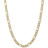 FB Jewels Solid 14K Yellow Gold 7mm Flat Figaro Chain Bracelet/Anklet