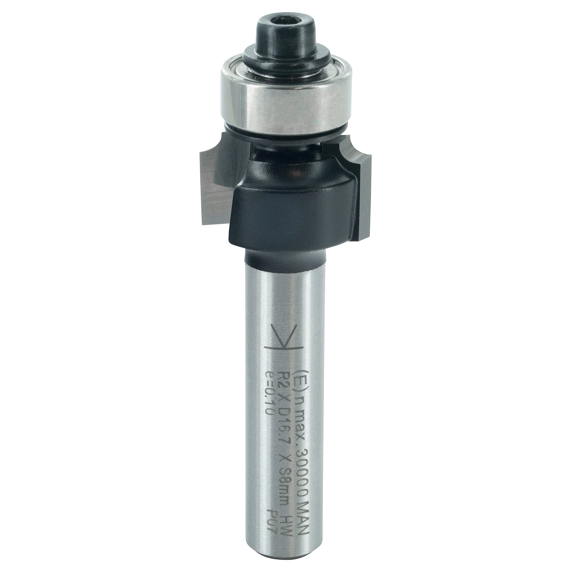 ENT 14280 Rounding Over Cutter TC Shank (S) 8 mm, Diameter (D) 16,7 mm, NL 9,5 mm, R 2 mm, SL 32 mm, with Ball Bearing