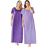 Only Necessities Plus Size 2-Pack Long Silky Gown