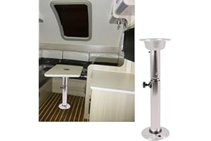 MONIPA Adjustable Table Pedestal Stand Leg Base Mount Frame 22-28 Inch Aluminum Finish Removable for RV Camper Marine Boat Caravan Motorhome Galley