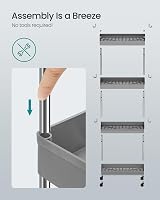Songmics 4-Tier Storage Trolley with Wheels Dove Grey KSC008G01 14.4x42x86 cm view 7