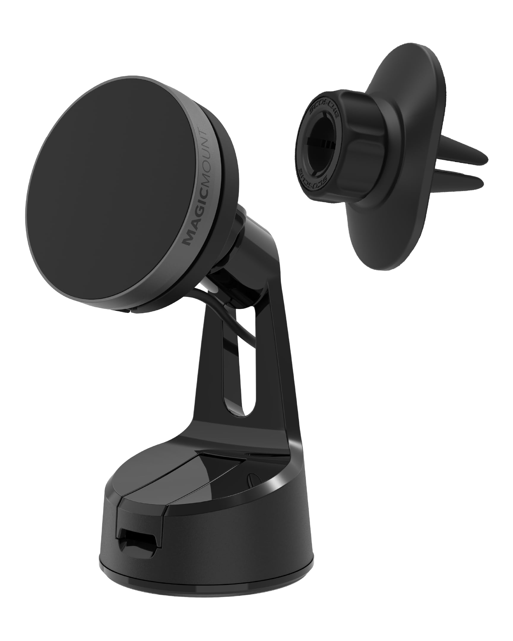 Photo 1 of Scosche Qi2 Wireless MagSafe Car Mount Charger, 15W Magnetic Suction Cup Windshield/Dashboard Cell Phone Holder with Vent Clip & Fast USB-C Car Charger Compatible with Apple iPhone 16/15/14/13/12, S25