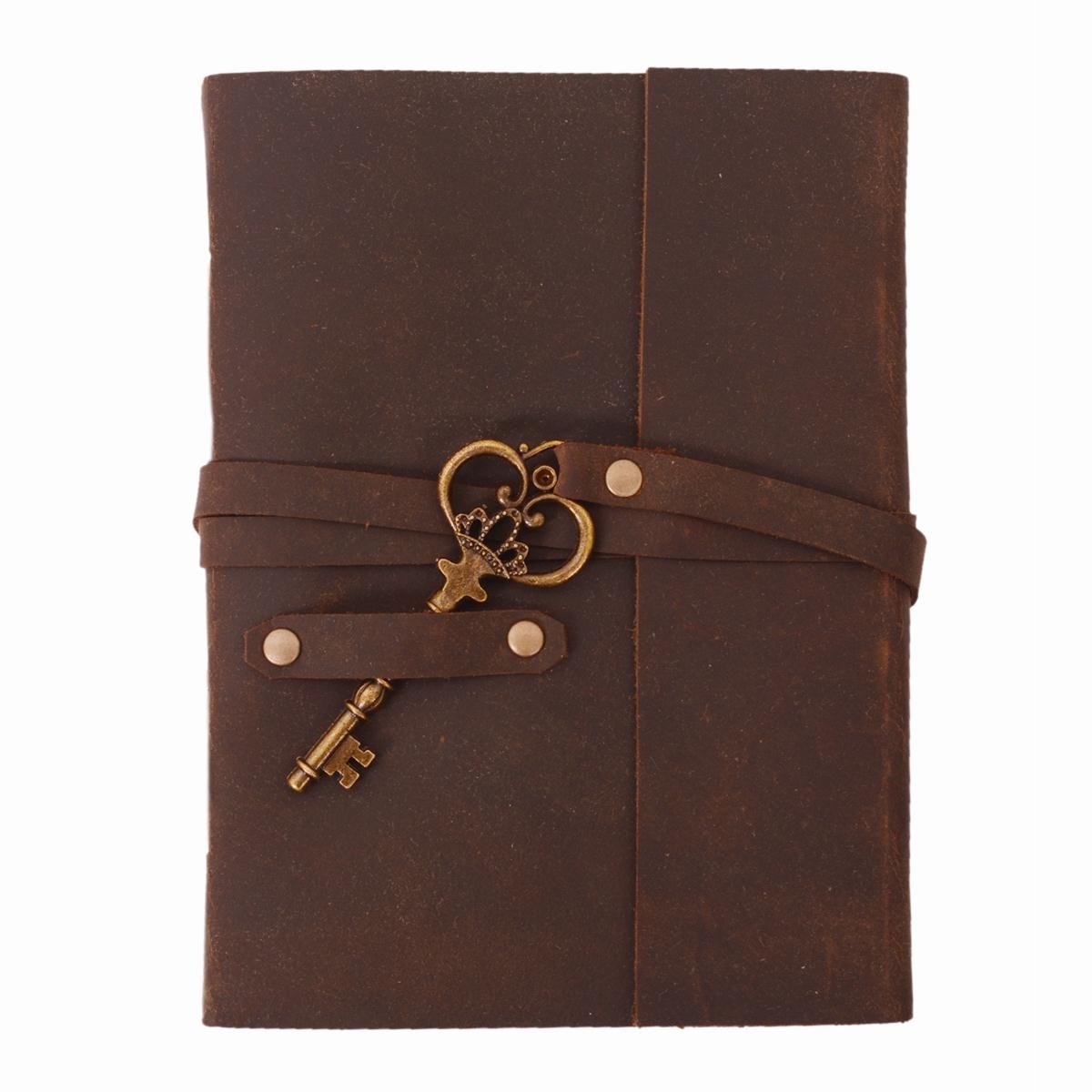 Purpledip Leather Journal (Diary Notebook) 'Key To Success': Naturally Treated Paper In Leather Cover With Unique Brass Key For Corporate Gift Or Personal Memoir (11102)
