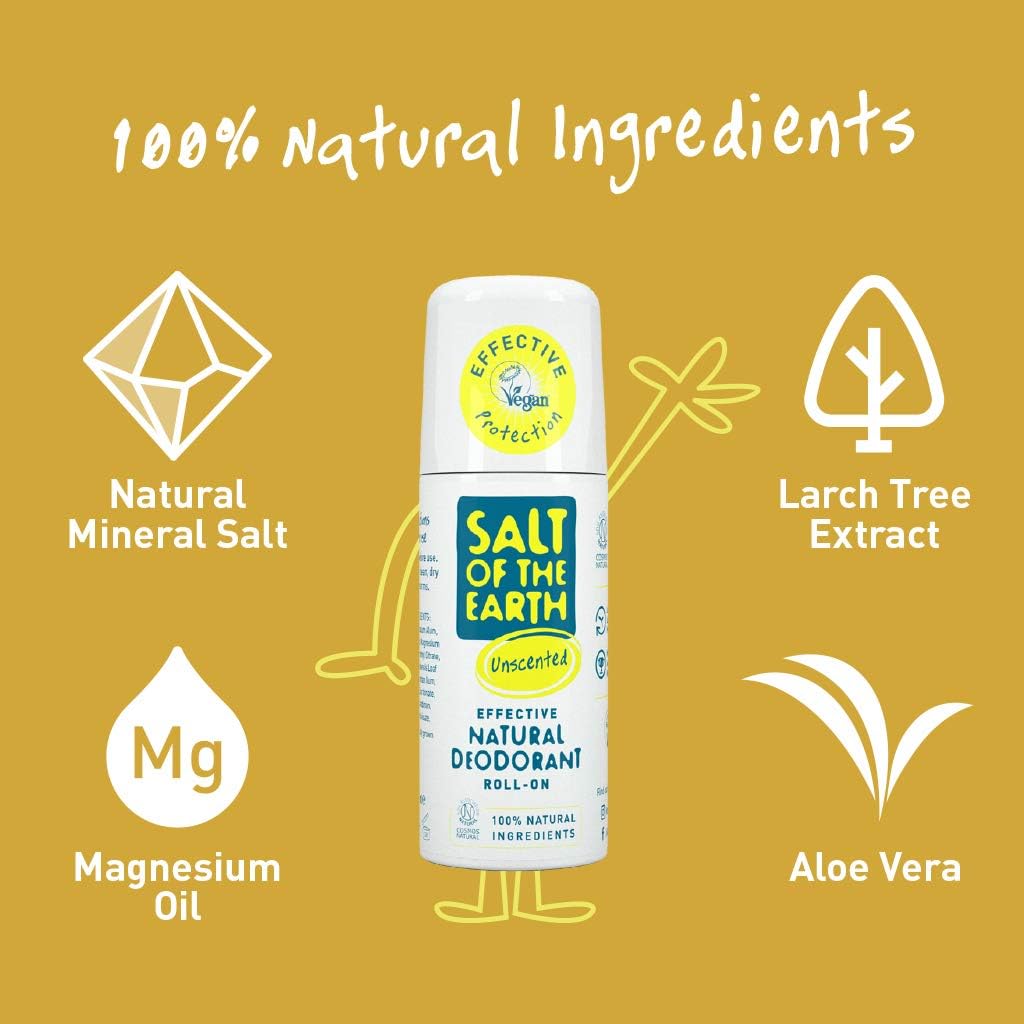 Salt of the Earth, Natural Deodorant Roll On, Effective Protection, 100% Natural Origin Ingredients, Vegan, Fragrance Free - Image 5