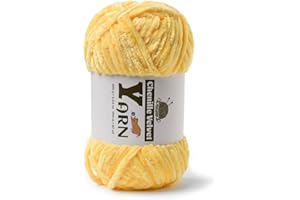 SEKAFRIS Plush Chenille Chunky Yarn - Fluffy Velvet Yarn Crochet for Blanket Knitting and Crocheting Amigurumi- Soft Baby Yarn for Crocheting 100g (87dy) (Light Yellow)