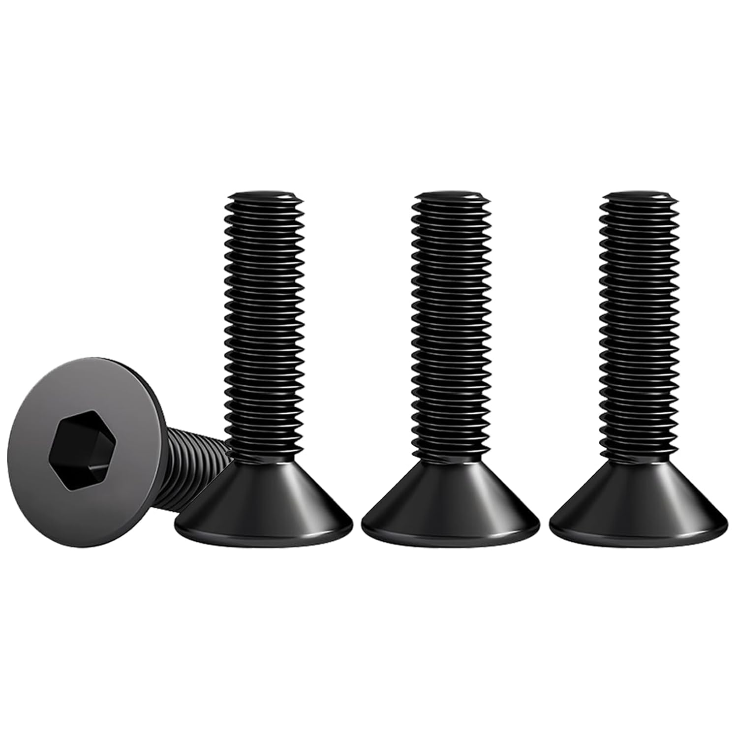 Drenky Countersunk Bolts, M6 Black Socket Screws M6 X 20mm 25 Pcs Hex Screws DIN 7991 / ISO 10642 Rustproof Machine Screws 304 Stainless Steel Hex Socket Countersunk Bolts, Fully Thread — image 1